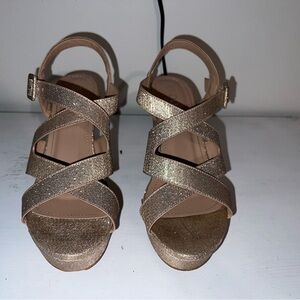 Rose Gold glittery chunky platform heels